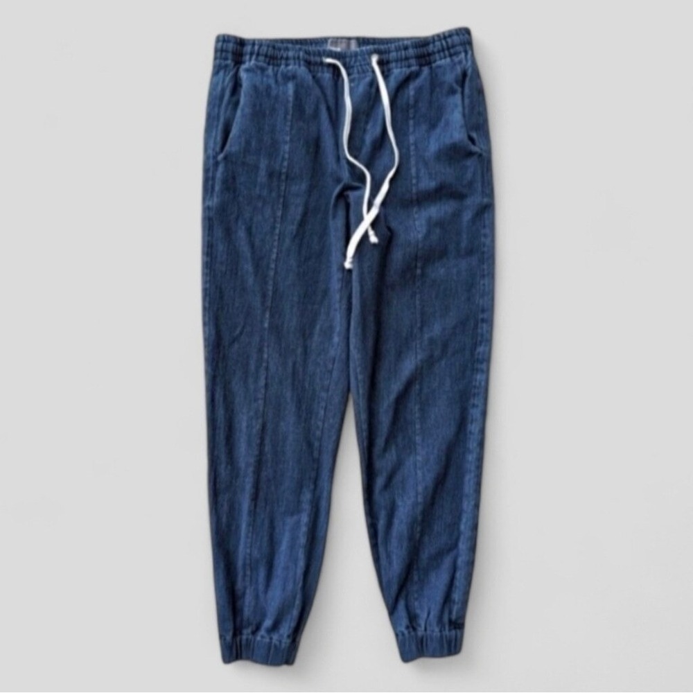 Vince Cropped Pull On Jeans Drawstring Waist‎ Dark Wash Sz M - Picture 2 of 8